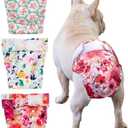 CuteBone Washable Dog Diapers Female No Tail Hole 3 Pack Reusable Doggie Period Training Pants for Docked-Tail Frenchie French Bulldog Boston Terrier Without Tail WWD02XS