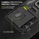 ANGELAS Shockproof Phone Case for Samsung Galaxy S23 - Silicone TPU Bumper with Anti-Fall Protection,Slide Camera Cover & Rotating Ring Kickstand,6.1Inch,Black