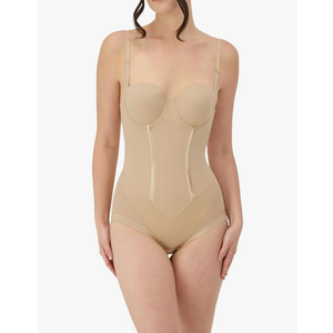 Maidenform Women's Shapewear Tummy Control Bodysuit, Built-In Bra Convertible to Strapless, Ultra Firm Shapewear Bodysuit, Size 36.