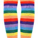 American Trends Womens Rainbow Socks Striped Knee High Socks Thigh High Stockings Casual Tube Socks Costume Leg Warmers (One Size, 02 Purple Rainbow)