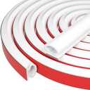 Silicone Weather Stripping Door Seal Self Adhesive Door Weather Stripping Weather Strip Door Seal Strip D Shaped Weatherstripping Door Insulation for Door/ Window (White, 2/ 5"(W)×1/ 4"(T)×23FT(L))