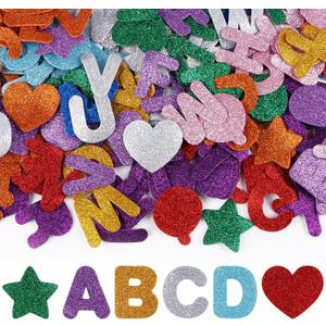 Foam Letters Stickers, 10 Colors Glitter Foam Letters Stickers Self-Adhesive A-Z Alphabet Sticker Craft Supplies Sticker for School Project Party Decorations