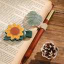 2PCS Magnetic Bookmarks with Pen Clip, Leather Bookmarks for Women, Magnetic Pen Holder Book Accessories