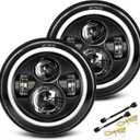 UNI-SHINE Black 2pcs 7 inch Led Headlight Round DOT Approved H6024 Led Headlight DRL Turn Signal Compatible with Jeep Wrangler JK TJ CJ & Miata & Chevy S3 & Hummer H1 H2