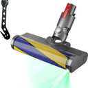 vacuum Cleaner attachment motorhead with LED, compatible with Dy.son V15,V11, V10, V8, V7. Direct-drive, quick-release soft-bristle floor & carpet brush, high-power and soft brush