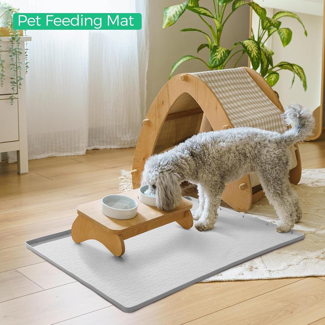 cozyide Waterproof Under Sink Mat, 34" x 22" Sink Protectors for Kitchen Sink Organizers and Storage, Multifunctional Silicone Mat for Bathroom, Garden, Pet Feeding, Light Gray