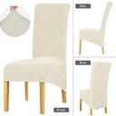 Waterproof Chair Covers Set of 4 - Stretch Xl/Oversized Extra Large Dining Room Chair Covers Washable Chair Protectors Covers High Back Large Chair Cover Slipcover Dining Chair Slipcovers（Cream）