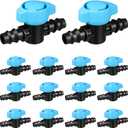 JAYEE 14 Pcs Drip Irrigation Fittings Switch Valve 1/2 Inch, In-Line Barbed Switch Valve For 1/2 Inch Drip Tubing (.570-.620" ID), Shut-Off/On Drip Line Parts For Garden Sprinkler Systems