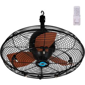 Tornado 20 Inch Outdoor Ceiling Mount Fan with Misting Kit Quiet 3-Speed, 3300 CFM, IPX4 Water-Resistant, Remote Control, 5 Brass Nozzles, UL Listed
