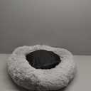 Dog Bed Calming Beds for Small Medium Dogs - Round Donut Washable Dog Bed, Anti-Slip Faux Fur Fluffy Donut Cuddler Anxiety Cat Bed(Light Grey 24")