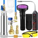 Tellegloww AC Leak Detector Kit, R1234yf R134a R410a AC Oil UV Dye Injector Kit Refrigerant Leak Detector Tool Low Side Quick Coupler Mini Split Adapter Glasses Flashlight(Efficient)