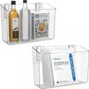 vacane 2 Pack Plastic Adhesive Mount Over Cabinet Door Organizer, Wall Organization Container Makeup Organizer Hanging Basket Bins for Kitchen, Pantry, Craft Room, Office, Space Saving Holder
