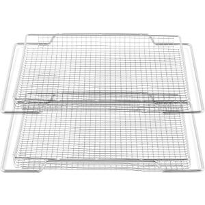 Allstare 2 Pcs Air Fryer Basket Replacement for Breville Smart Oven Air Fryer Pro 304 Stainless Steel 16.5"D x 11.7"W Breville Toaster Oven Mesh Basket Tray Baking Pan BOV900 Joule Oven BOV950