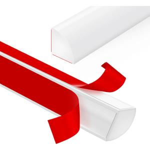 Flexible Quarter Round Molding Peel and Stick Rubber Trim Molding Double-Sided Self Adhesive Wall Corner Trim for Floor, Bathrooms, Countertops (1/2 W x 1/2 H x 6.56 Ft, White)