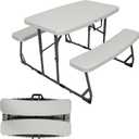 Stansport Compact Portable Kids Picnic Table Foldable Space-Saving Design with Locking Legs Lightweight Childrens Picnic Set for Travel, Parks, Campsite Durable Steel Frame & Easy Clean Surface, 32.5 Inches X 19 Inches X 21.5 Inches