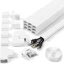 170in Wall Cable Hider Kit, YCLYC Cord Hider Wall Cord Cover for 2-3 Cords, Wire Hiders for TV on Wall, White Wall Cable Management Kit, Paintable Wall Wire Cover 10 x L17in W0.95in H0.55in