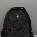 SwissGear 5505 Cecil 16 Laptop Backpack Black Canvas/Brown  Daily Laptop Bag with Gear Attachment Options  Multiple Organizer Pockets & Padded Shoulder Straps (18-Inch)