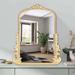 Vintage Small Arched Mirror, 20 * 16in Wall Mounted Vanity Mirror for Living Room, Bedroom, Bathroom, Entryway, Porch, Home and Dormitory, Versatile, Easy to Install, Space-Saving (20"L x 16"W, Gold)