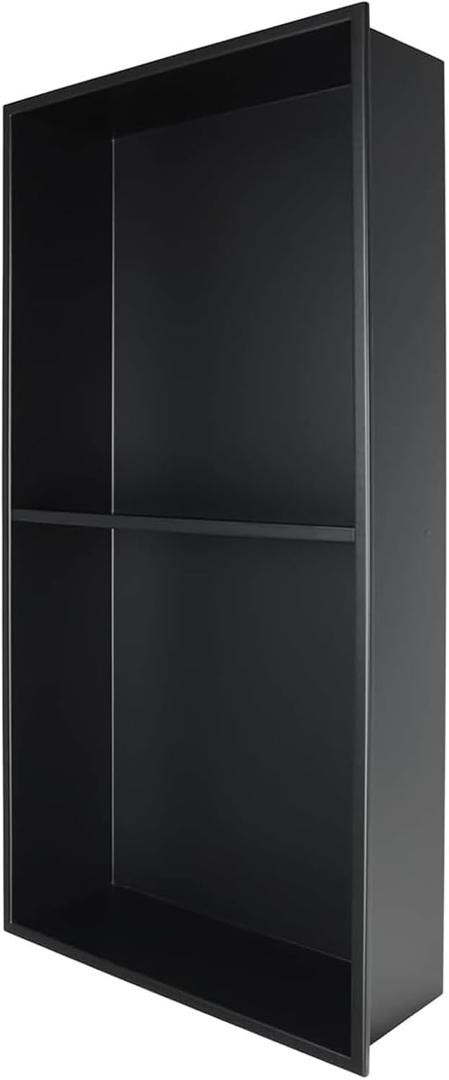 Shower Niche 24" X 12" Black, Stainless Steel Wall Niche Double Shelves Recessed Shower Shelf for Bathroom Storage, No Tile Needed Over Mount Installation