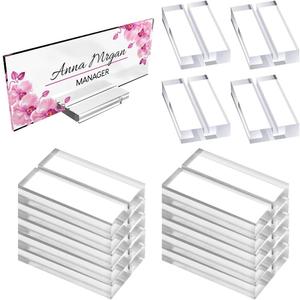 BOYIVI 10 Pieces Acrylic Place Card Holders Clear Place Acrylic Stands Name Card Wedding Sign Display for Table Numbers Wedding Photos Office Menu Meeting(Middle)