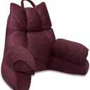 Reading Pillow for Bed with Arms, Back Support, Memory FoamPlum, Large | Reading Pillow for Bed with High Arm Rests, Back Support Pillow for Sitting Up, Shredded Memory Foam for Reading, TV & Gaming, Large-For heights over5'3"-Weight6.83 lbs