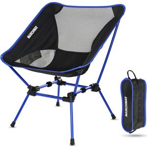 MARCHWAY Ultralight Folding Camping Chair, Heavy Duty Portable Compact for Outdoor Camp, Travel, Beach, Picnic, Festival, Hiking, Lightweight Backpacking (Dark Blue)