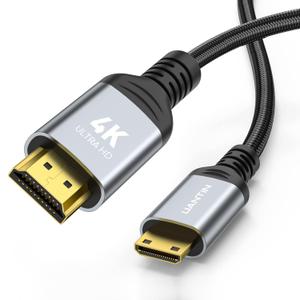 2 x UANTIN Mini HDMI to HDMI Cable 10FT, 4K 60Hz High-Speed Mini HDMI to HDMI 2.0 Braided Cord, 18Gbps Compatible with Camera, Camcorder, Tablet and Graphics/Video Card, Laptop, Raspberry Pi Zero W