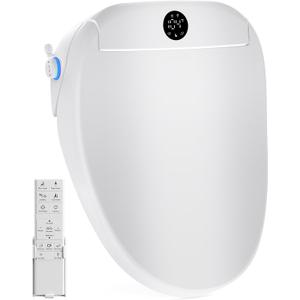 Launs Bidet Toilet Seat Elongated, Electric Bidet Seat for Bathroom 225 | with Instant Warm Water, Warm Air Dryer, Self-Cleaning Nozzle, Soft Close Lid, Night Light
