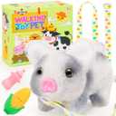 Tagitary Plush Toys Interactive Pig Toys for Kids,Walking Pet Toys Can Make Sound,Wag Tail and Twitch Nose, Realistic Stuffed Toys with Leash,Birthday Gift for Kids Toddlers