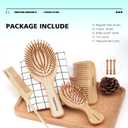 Combeter Bamboo Hair Brush and Comb Set (4PCS) Natural & Eco-Friendly Detangler Comb for Women, Men & Kid, Reduces Frizz, Promotes Healthy Hair Growth Wooden Paddle Brush with Scalp Massage