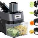 MOGAN 4 in 1 Electric Vegetable Chopper, 100W Commercial Food Slicer Dicer | Veggie Cutter Food Processor for Home, Dual Feeding Ports, Stainless Steel Blade, Ideal for Onion Potato Cabbage Fruits