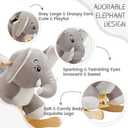 FUNLIO Elephant Baby Rocking Horse for Toddlers 6 Months to 3 Years, Cute & Graceful Grey Elephant Rocker for Baby Girl, Stuffed Plush Ride-on Rocking Animal, Easy to Assemble, CPC & CE Certified, Large