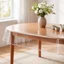 MeritMode Clear Table Protector - Oval Vinyl Tablecloth Cover Transparent Plastic Kitchen Waterproof Protector for Dining Table, Buffet Parties and Camping, 60 x 90 Inch