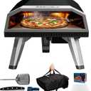 12 inch Gas Pizza Oven Outdoor Propane, Portable Pizza Oven with Stone, Stainless Steel Pizza Oven Indoor & Outdoor for Camping Backyard Party, Ignition Built-in, 12 min Fast Heating