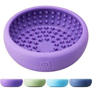Dog Lick Bowl, Bestalk Anxiety Relief Lick Mat for Dogs, Non-Slip Freeze Licking Bowl Enrichment Puzzle Feeder for Distraction, BPA Free Silicone, Dishwasher Safe(Purple,S)