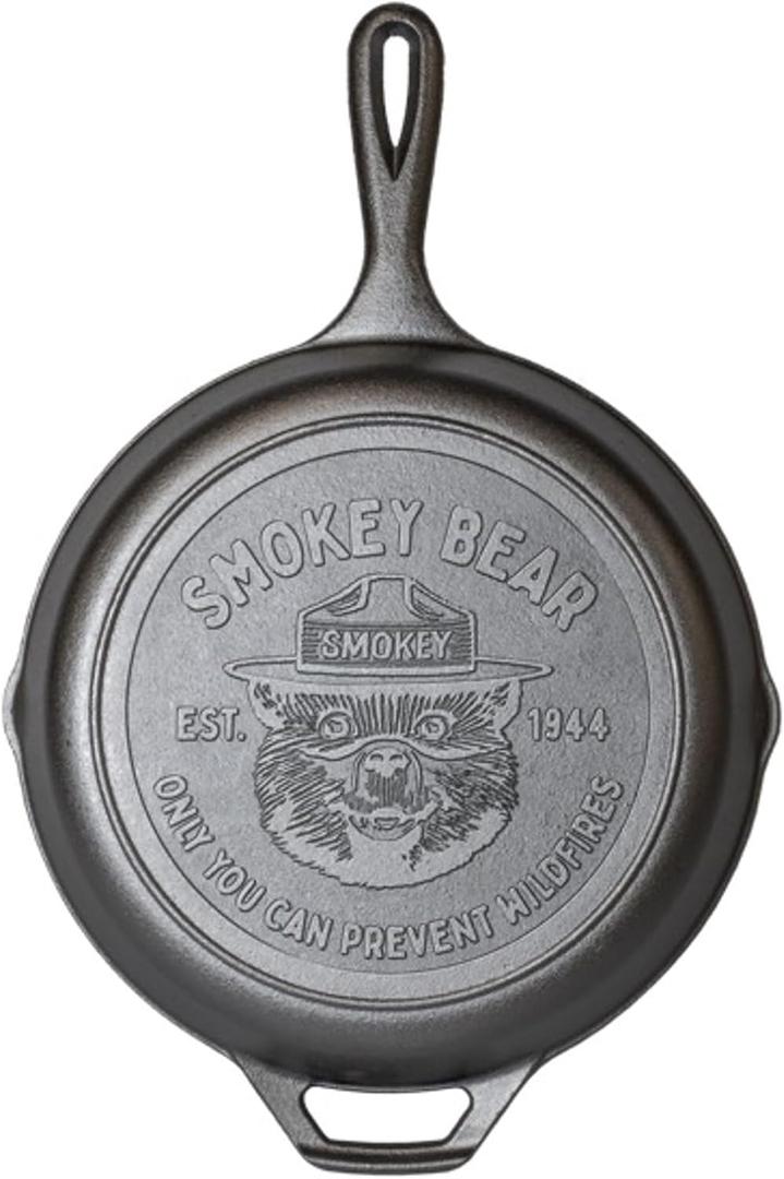 Lodge Cast Iron 10.25 In Skillet, Smokey Bear Logo