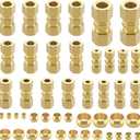 46pcs Brass Compression Tube Pipe Fittings Assortment Kit,1/8" 3/16" 1/4" 5/16" 3/8" 1/2" OD Compression Union Connector & Compression Sleeves Ferrules