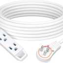DEWENWILS 360 Rotating Flat Plug Extension Cord, 25FT Extension Cord Rotating Plug, 3 Prong 16/3C Grounded Flat Power Cable for Indoor Narrow Space, 13A/125V/1625W SJT-3, ETL Listed, White