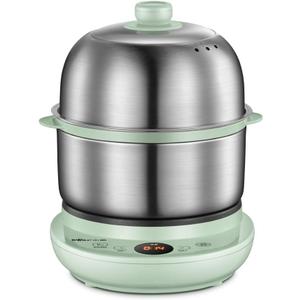 Bar Electric Small Food Steamer 2 Tier, Egg Cooker with Steaming & Frying, Stainless Steel Vegetable Steamer for Cooking, Anti-dry Burn Protection, 9.5h Preset, 360W, ZDQ-B14Y5