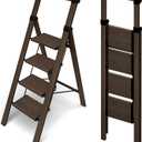 HillhutApex 4 Step Foldable Aluminum Step Ladder with Handgrip, Anti-Slip Pedal, 330lbs Capacity, Lightweight & Portable for Home, Kitchen, Office, Garage (Walnut)