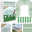 Garden Netting Kit for Raised Beds, 8x20ft Garden Netting Mesh with 6 Sets Garden Hoops (2FT Wide)  24 Clips, Garden Mesh Netting Kit Row Cover for Plant, Garden Protection, Birds Animals Barrier
