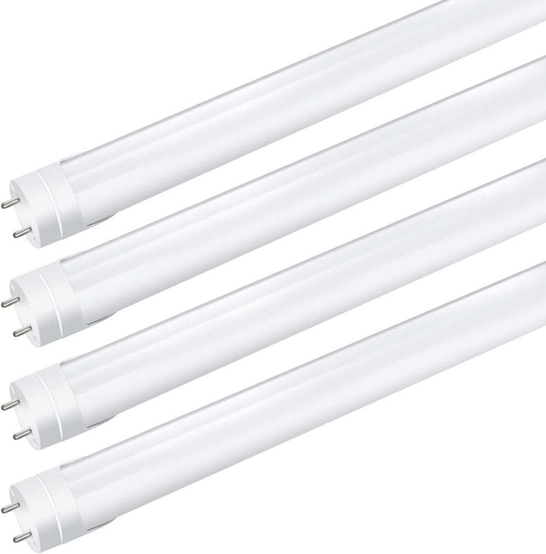 LightingWill LED T8 Light Tube 2FT, Warm White 3000K-3500K, Dual-End Powered Ballast Bypass, 1000Lumens 10W (24W Equivalent), Frosted Cover, AC85-265V Lighting Tube Fixtures, 4 Pack
