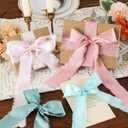 Pretty Jolly Blue Silk Satin Ribbon for Flower Bouquet 4 Rolls 1 Inch x 5Yd Handmade Frayed Fabric Ribbons for Gift Wrapping,Crafts,Baby Shower,Wedding Invitations,Hair Bows and Holiday Decor