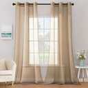 MIULEE Solid Color Sheer Curtains 84 Inches Long 2 Panels Set - Elegant Lightweight Grommet Light Filtering Window Voile Panels/Drapes/Treatment for Bedroom Living Room W42 x L84 Inch, Taupe Brown