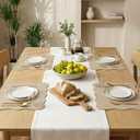 AHHFSMEI Faux Linen Placemats Set of 6 Heat Resistant Non-Slip Stain Proof Table Mats for Kitchen Dining Elegant Decor Place Mats (Linen Beige)