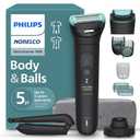 Philips Norelco Body Groomer 7000 Series, Waterproof Men's Full Body Groomer with Travel Case, Triple Protect Shave System & Body Hair Trimmer with Contour-Following 2D Flexing Head, BG7490/50 (Black)