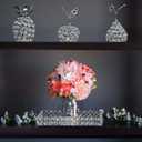 Elegant Decorative Trays & Crystal Fruit 4-Piece Set, Crystal Tea Light Holder - Wedding Centerpieces for Holidays, Home Table Decorations, Fruit Displays and Candle Holders (Silver, Set of Four)
