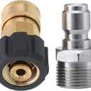 Tool Daily Pressure Washer Adapter, 3/8 Inch Quick Connect Kit, M22 14mm to M22 Metric Fitting, 5000 PSI