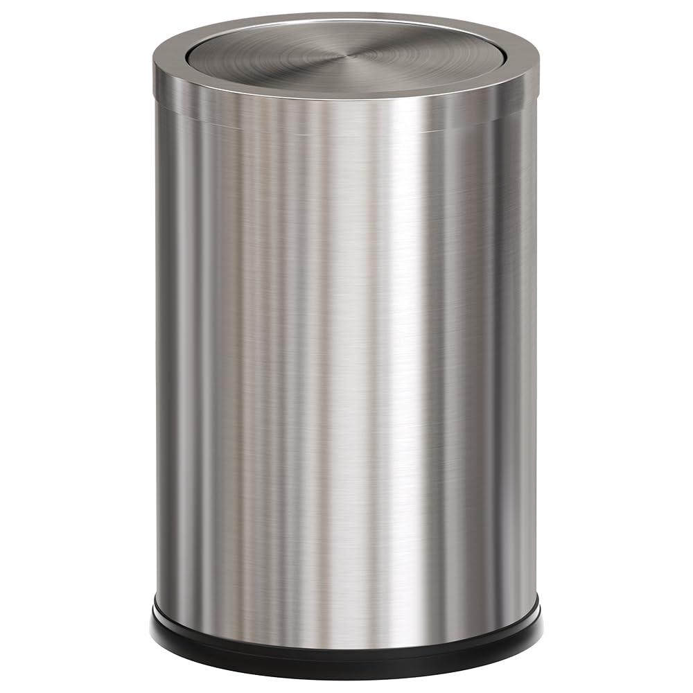 Stainless Steel Trash Can,Bathroom Trash Can with lid，Small Trash Can with Flipping Lid, 2.4gallon,Garbage Cans for Kitchen，Living Room.
