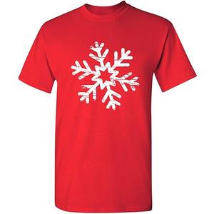 Feelin Good Tees Christmas Snowflake Novelty Xmas Graphic T-Shirt, Red, M